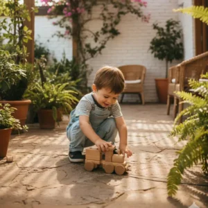 Chicos divirténdose con Mini Trochita natural