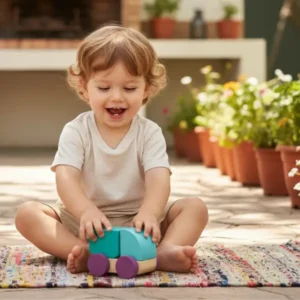 Este chico juega con su Mini Volquete