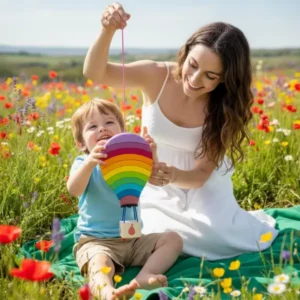 Mamá con su hijo jugando con Bartolomeu_