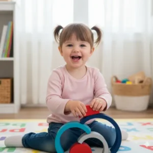 Niña jugando con Arcoíris Mondian de 4 pìezas