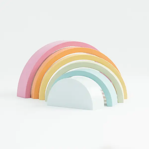 Niño Jugando con el Arcoiris 6 piezas color pastel