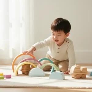 Niño Jugando con el Arcoiris 6 piezas color pastel