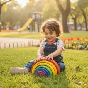 Niño jugando con Arcoíris 12 piezas