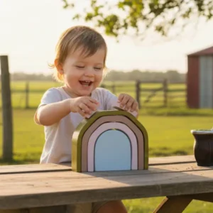 Niño jugando con Arcoíris Roma