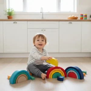 Niño jugando con Arcoíris picaso 4 piezas