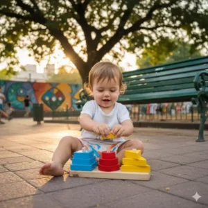 Niño jugando con Torre 9 bloques