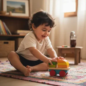 Niño jugando e imaginandose con Mini Camión Carga